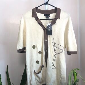 Stylish Cream and Brown Men's Short Sleeve Shirt